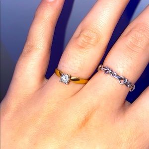 14kt real diamond yellow gold engagement ring